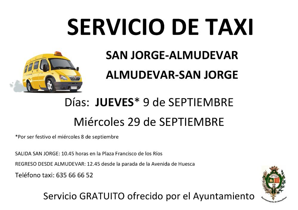 Servicio taxi San Jorge mes de septiembre