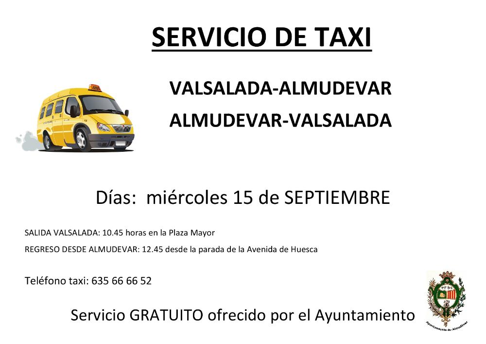 Imagen: Servicio taxi Valsalada mes de septiembre